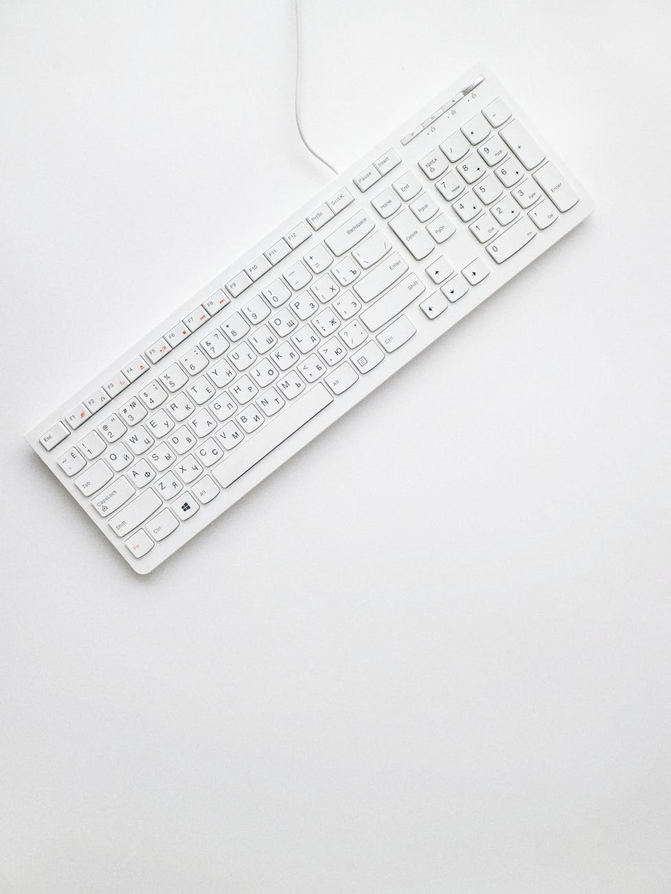 top view photo of white keyboard