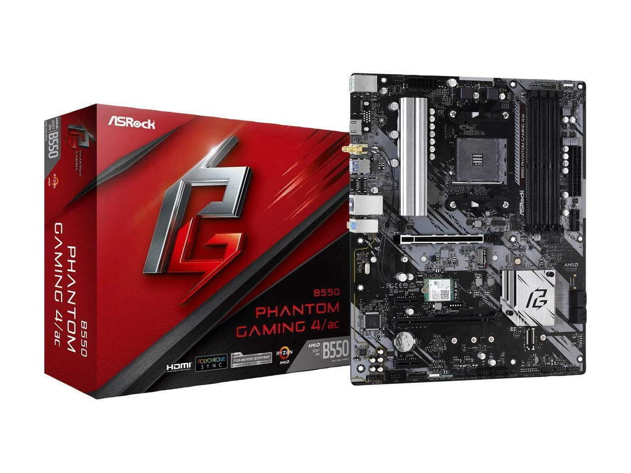 (New) ASRock B550 Phantom Gaming 4/ac ATX Motherboard - PCIe 4.0 Ready for Ryzen 5000