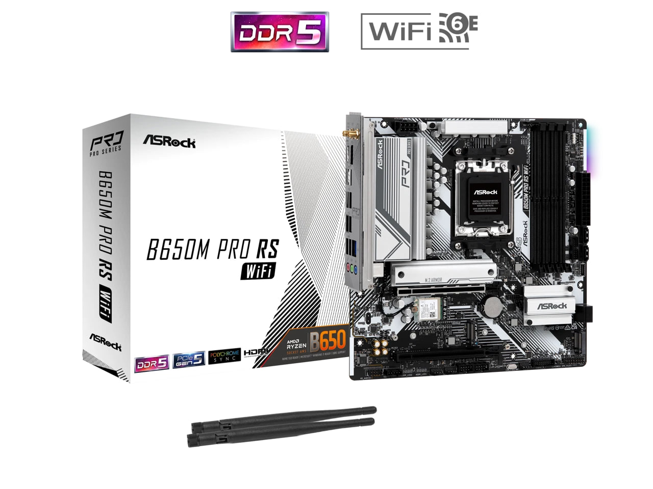 (New) ASRock B650M Pro RS WiFi - PCIe Gen5 M.2, Wi-Fi 6E, & 2.5G LAN Micro ATX Board