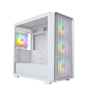 (New) MONTECH X5M Micro-ATX Case - High-Airflow Mesh with 4x 120mm ARGB Fans (White)
