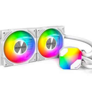 (NEW) MONTECH HyperFlow ARGB 240 – AIO CPU Liquid Cooler, Intel & AMD Compatible, Chart-Topping Performance, Enhanced 3100RPM Water Pump Design, 2X Metal Pro 12 ARGB Ultimate Cooling Fans