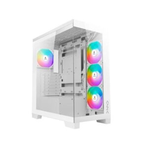 (New) AZZA CSAZ-570W Luminous White ATX Mid-Tower Case with Tempered Glass