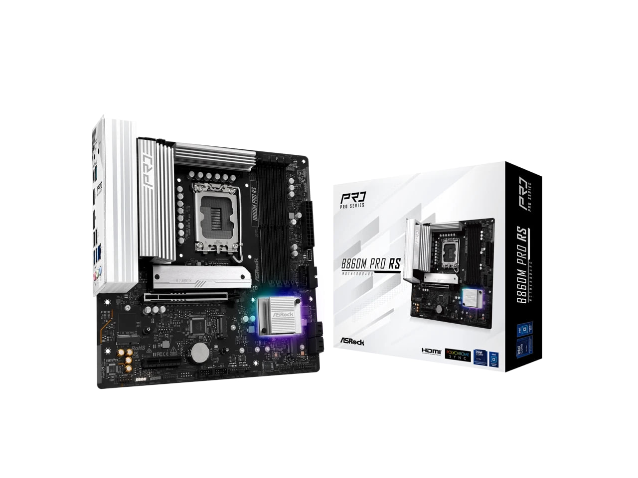 (New) ASRock B860M Pro RS Motherboard – LGA 1851, Intel B860, DDR5, Micro-ATX
