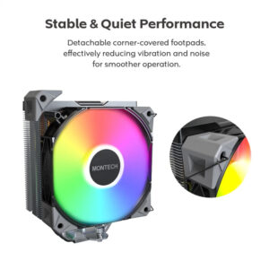 (New) MONTECH NX400 ARGB CPU Air Cooler – Single Tower, 4 Advanced Heat Pipes, Effective Cooling