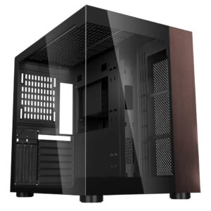 (New) DIYPC DIY-CUBE10-Wood ATX Mid-Tower Case – Cube Design, Wood Front Panel & USB Type-C