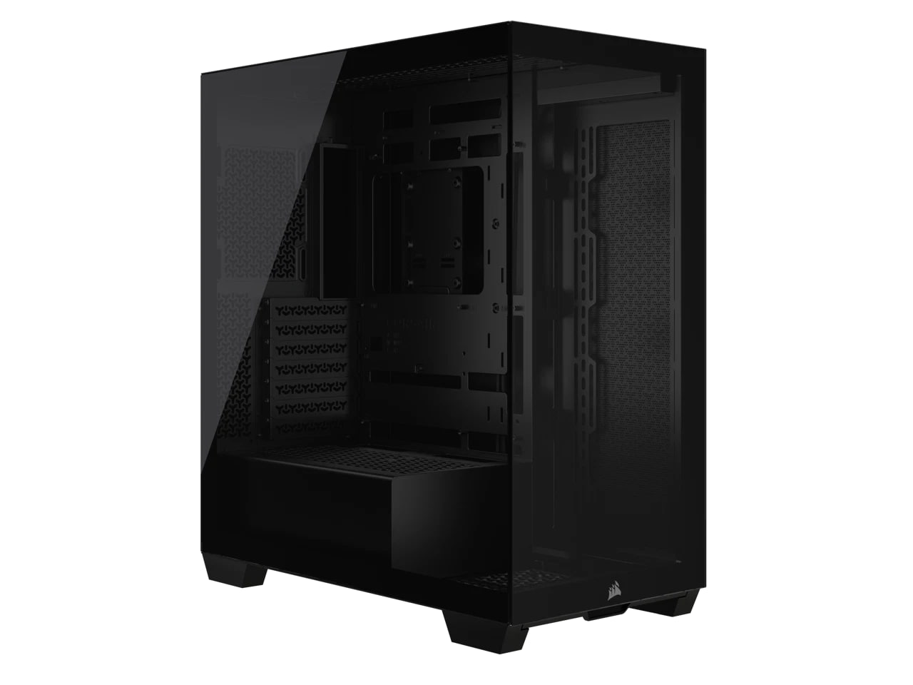 (New) CORSAIR 3500X Mid-Tower PC Case (Black) – Panoramic Tempered Glass, Back-Connect Motherboard Ready, Custom Cooling Support – No Fans