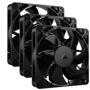 (NEW) CORSAIR RS120 120mm PWM Performance Fan Triple Pack – Simplified Daisy-Chain 4-Pin Control, Magnetic Dome Bearing, AirGuide Technolog
