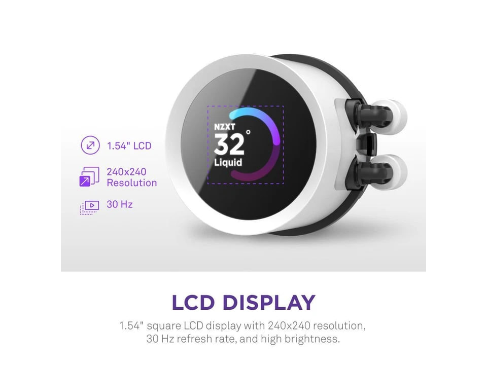 (New) NZXT Kraken 240 RGB - White AIO Liquid Cooler with Customizable LCD Display - Image 2