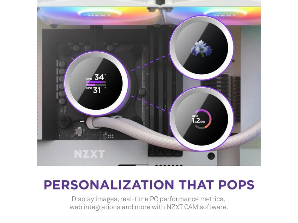 (New) NZXT Kraken 240 RGB - White AIO Liquid Cooler with Customizable LCD Display - Image 4
