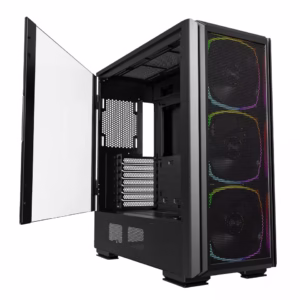 (New) Montech Sky Two GX Black: High-Airflow E-ATX Mid Tower PC Case with Mesh Front, Tempered Glass, and 3x 140mm ARGB PWM Fans